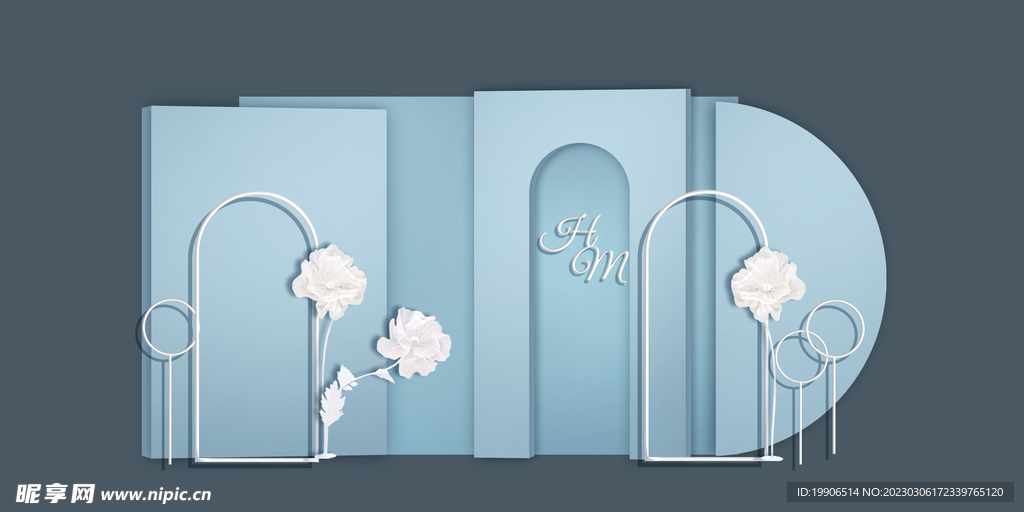 蓝色婚礼迎宾区