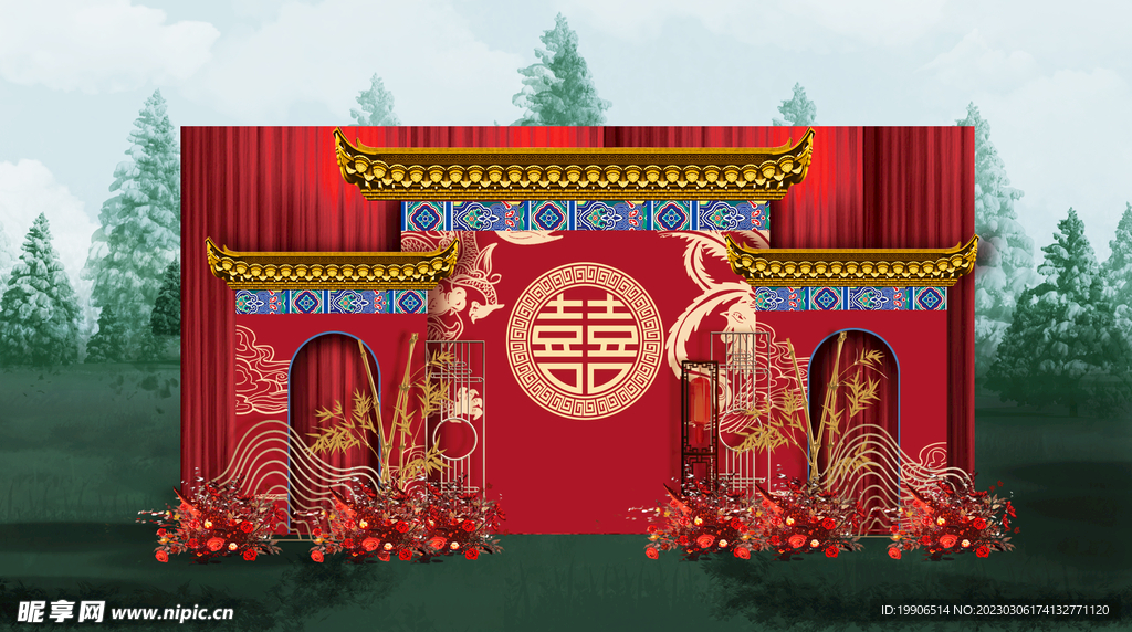 中式婚礼迎宾区