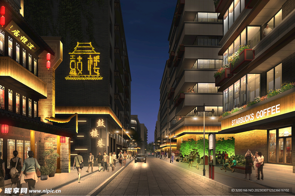 仿古商业街亮化效果图