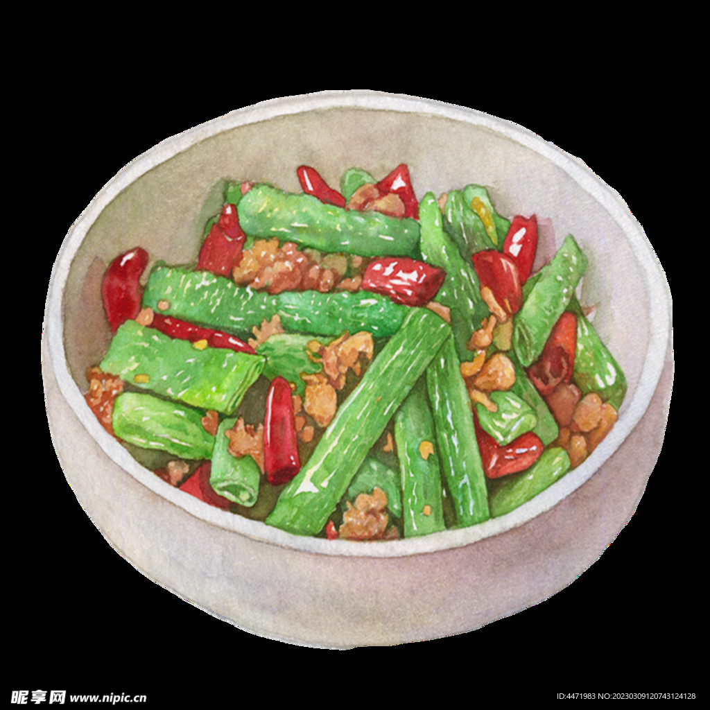 手绘干煸豆角