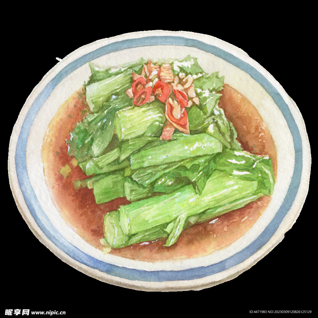 手绘蒜蓉油麦菜