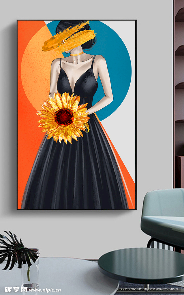 欧式手绘女郎装饰画