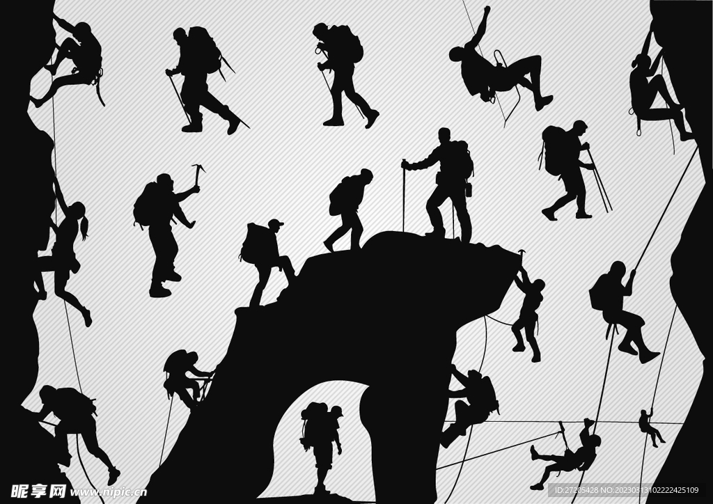 户外攀爬剪影