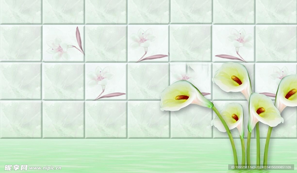 绿色带小花背景图