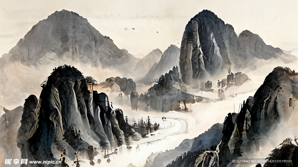 水墨山水画