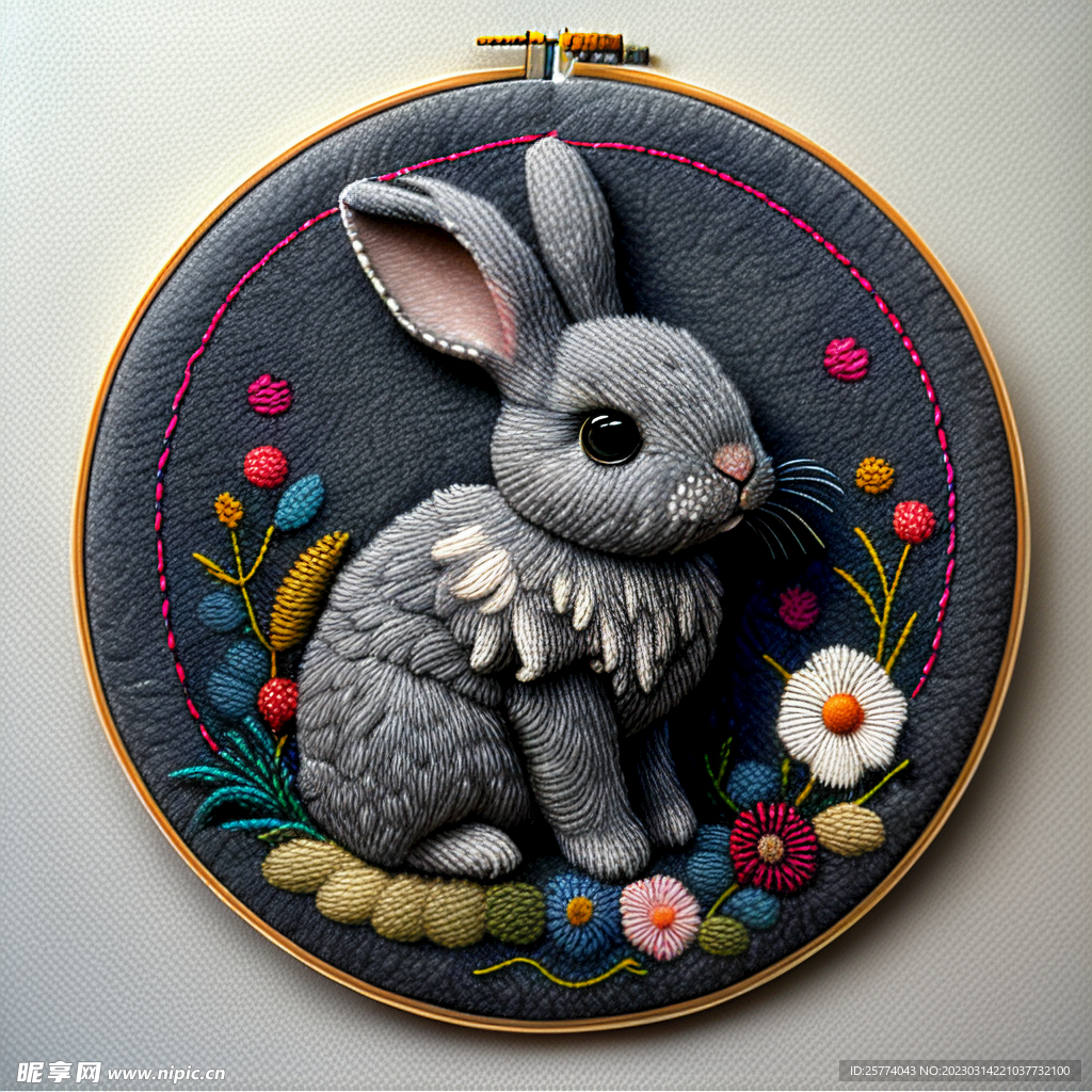 小兔纸刺绣