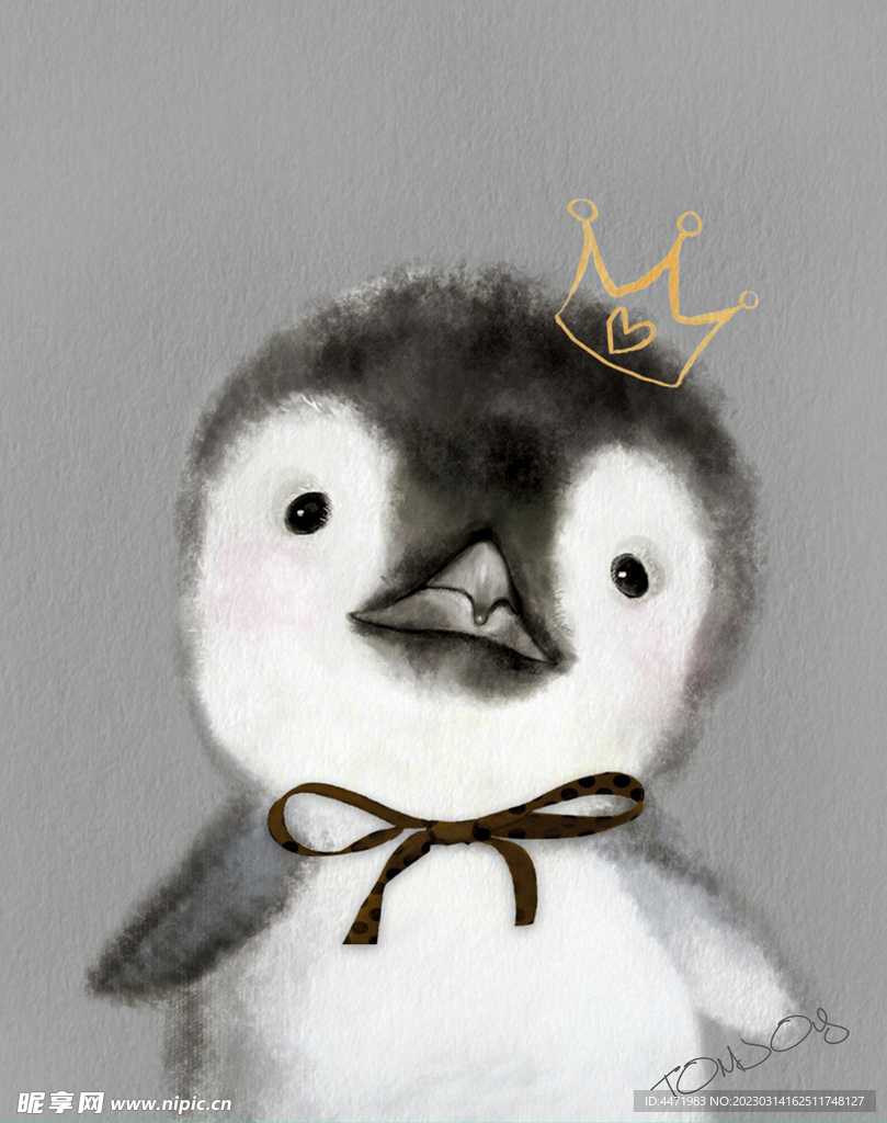 手绘企鹅装饰画