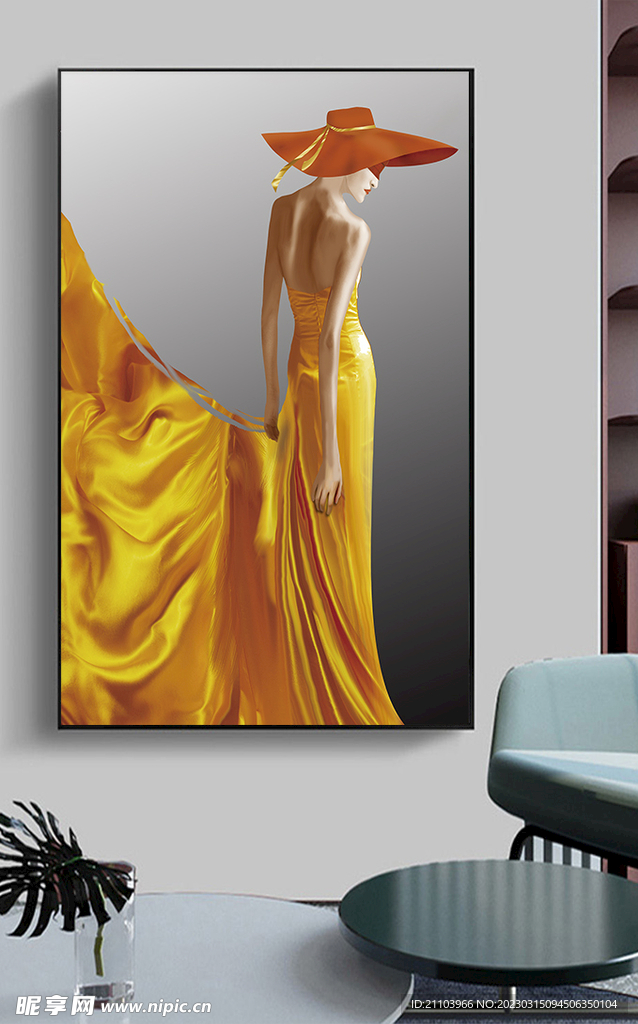 现代简约女郎艺术装饰画