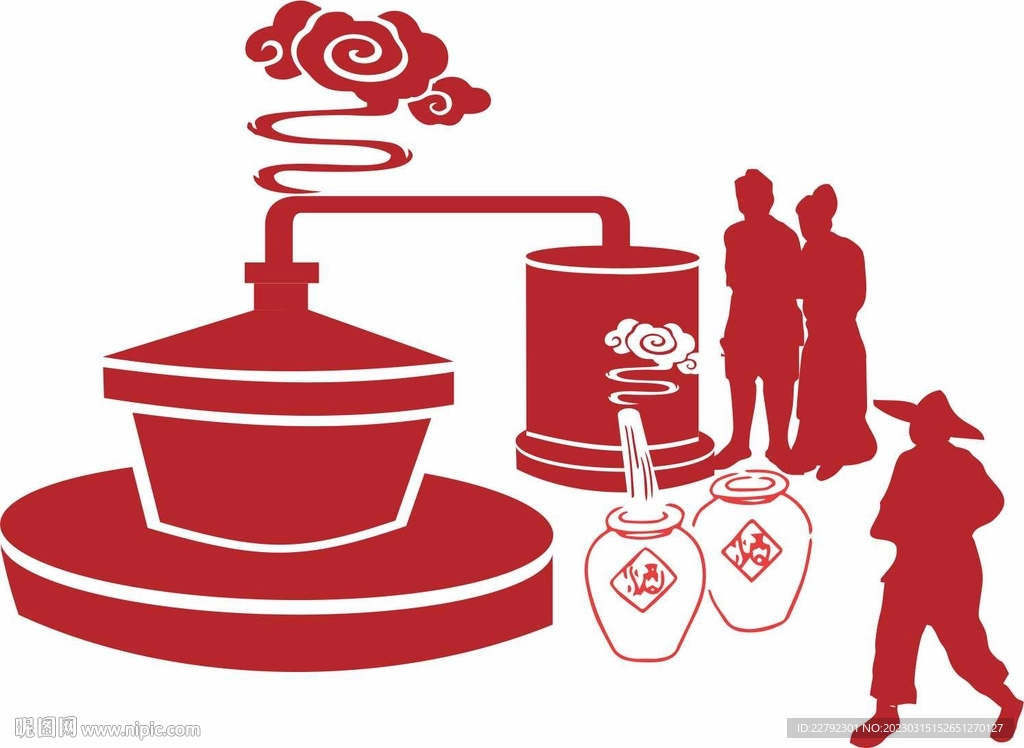 古代酿酒制酒工艺流程插画