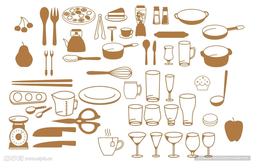 厨房餐具矢量图