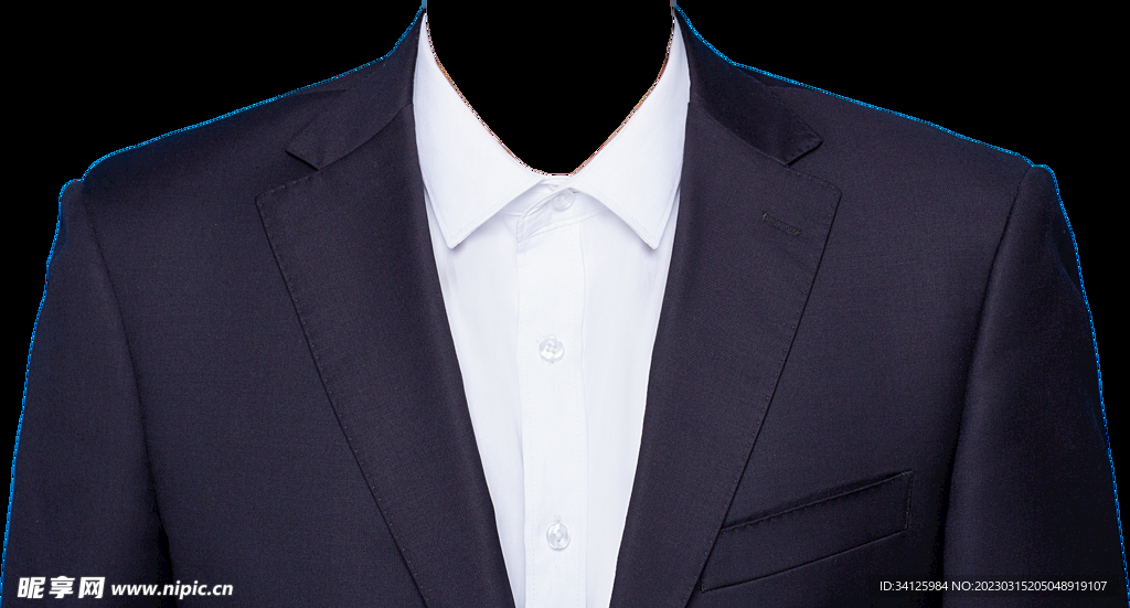 男士黑西装白衬衫证件照素材