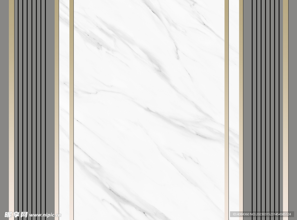 轻奢线条爵士白大理石纹电视背景