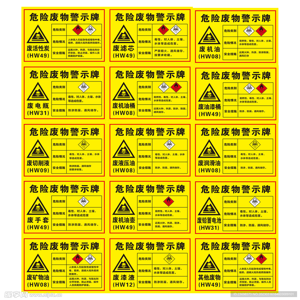 危险废物 警示牌全套图片