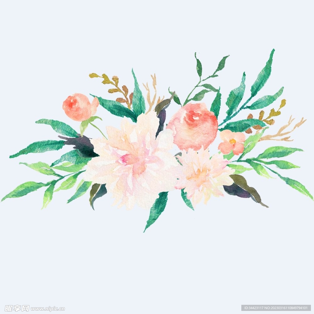 手绘彩色水彩花