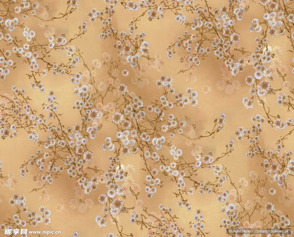 老年装树枝花杏色