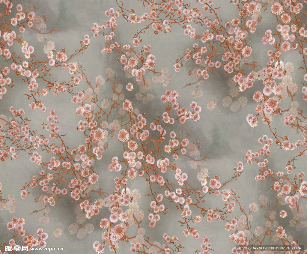 老年装树枝花灰色