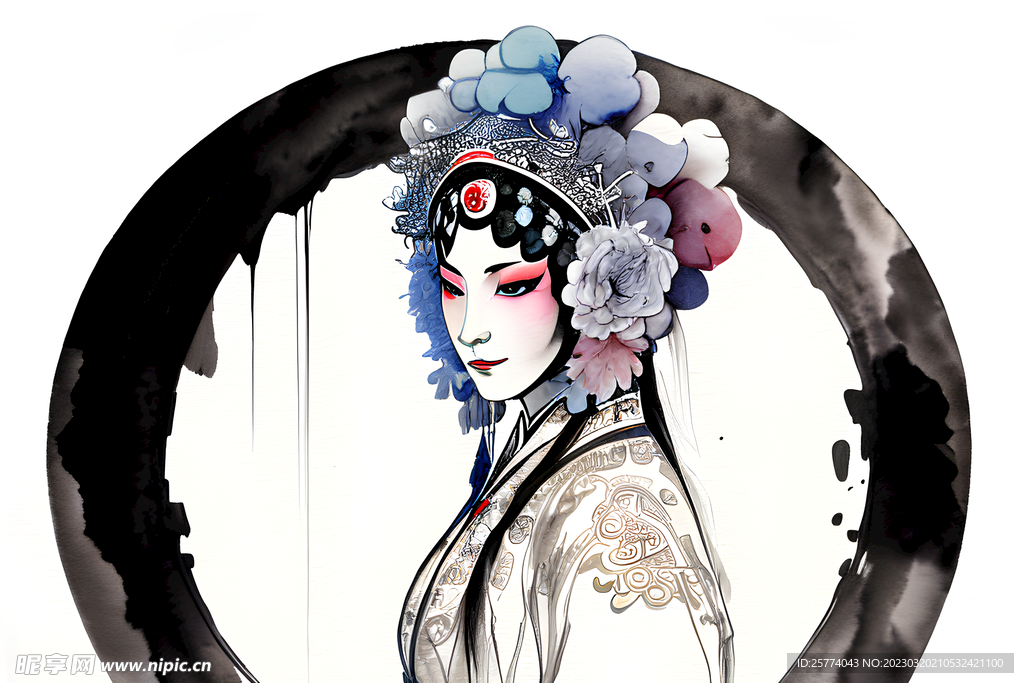 水彩京剧人物