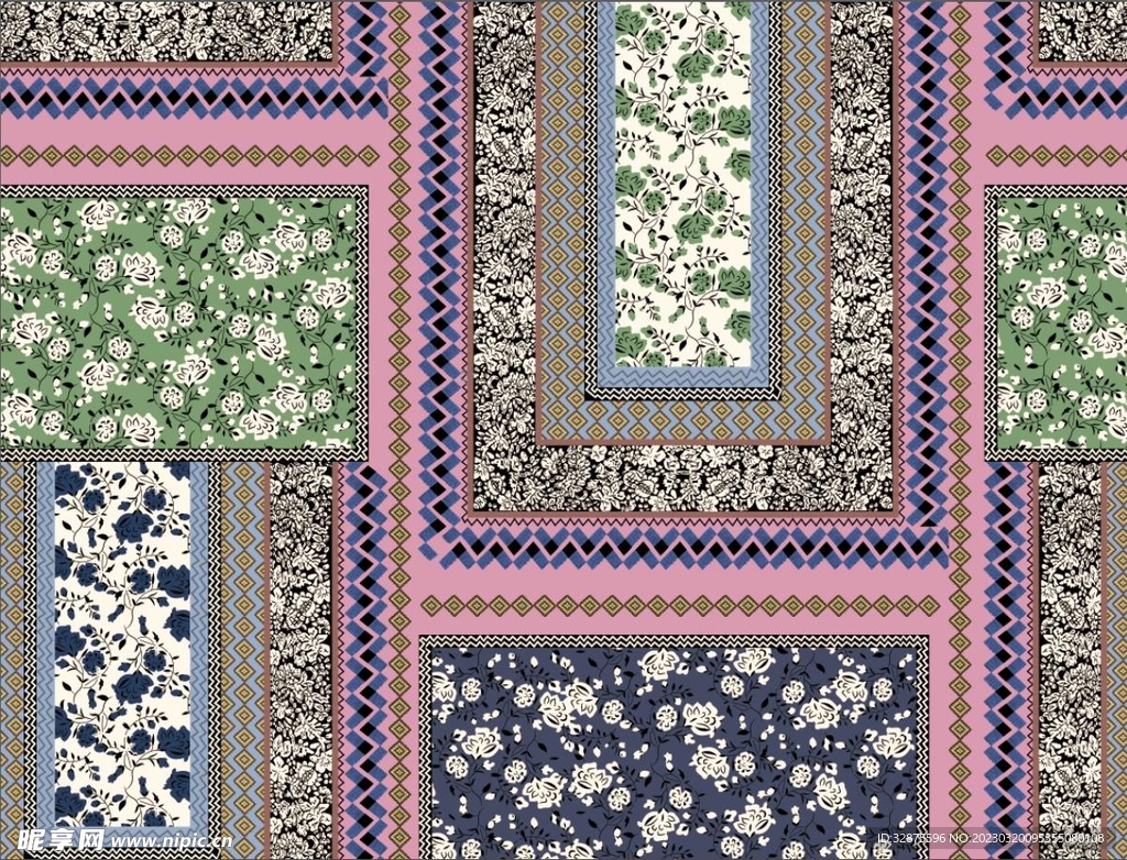 小碎花 方巾 复古花