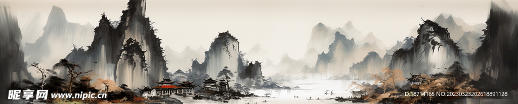 水墨工笔山水画