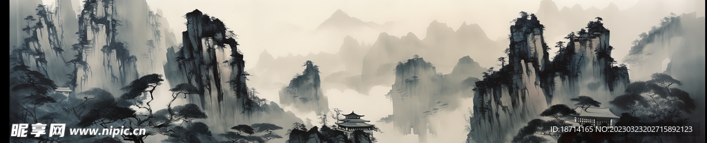 水墨工笔山水画