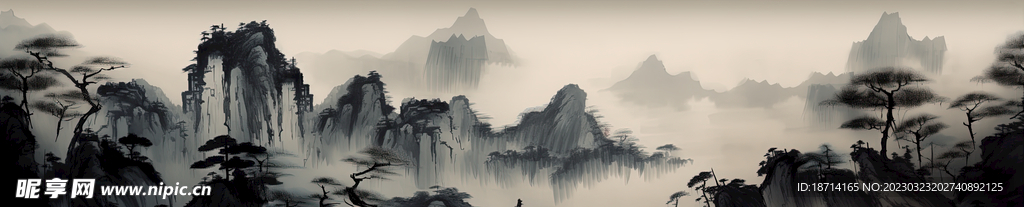 水墨工笔山水画