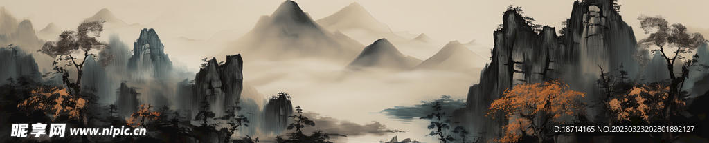 水墨工笔山水画