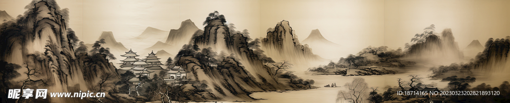 水墨工笔山水画