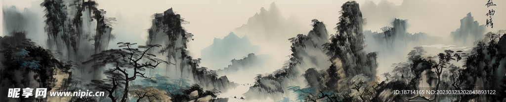 水墨工笔山水画