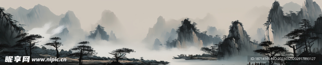 水墨工笔山水画