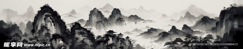 水墨工笔山水画