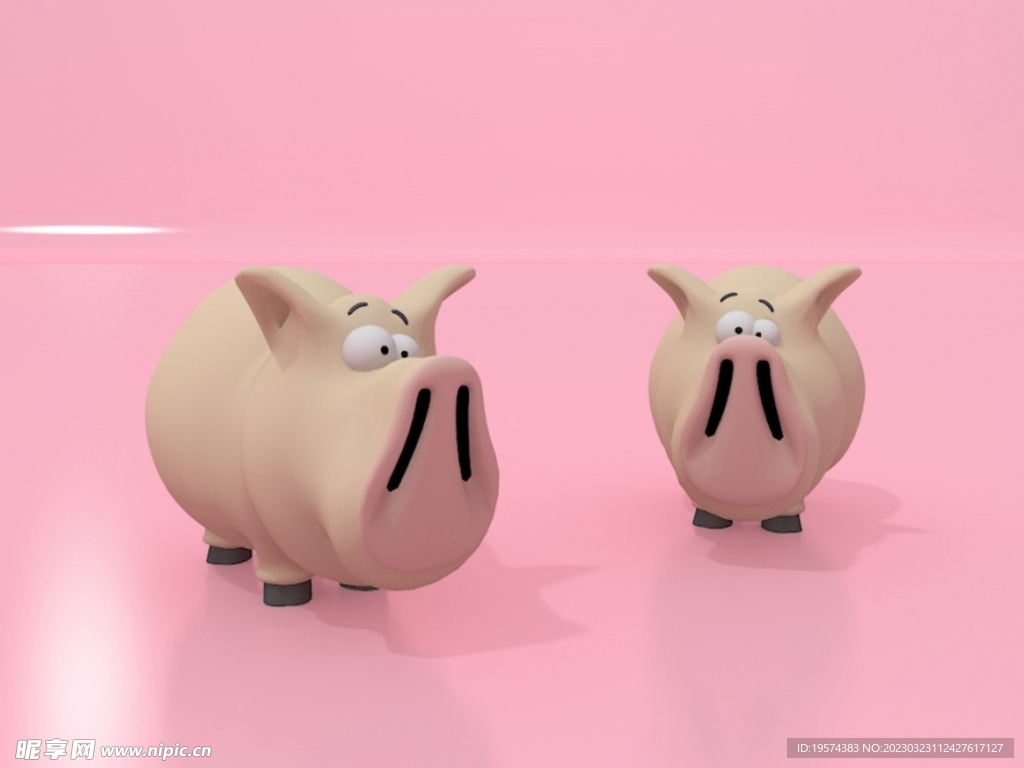 C4D模型小猪存钱罐