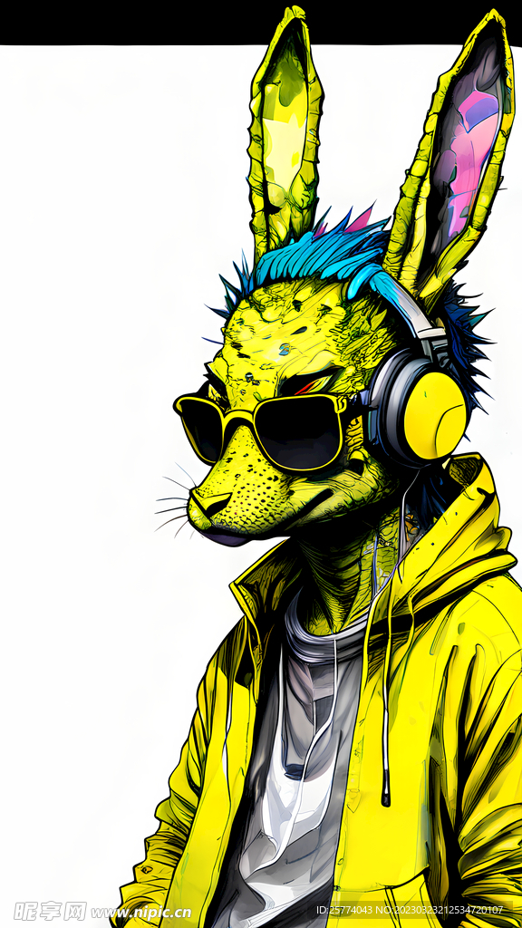 兔狼时尚插画