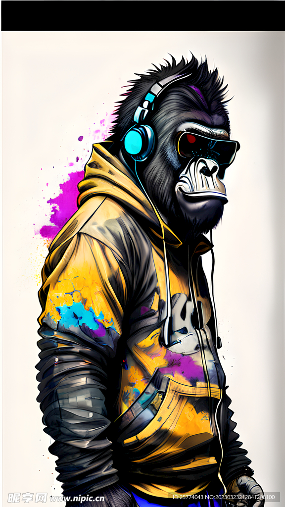 时尚黑猩猩插画