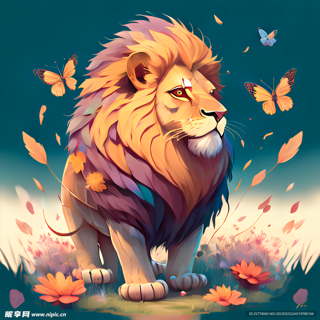 卡通插画狮子
