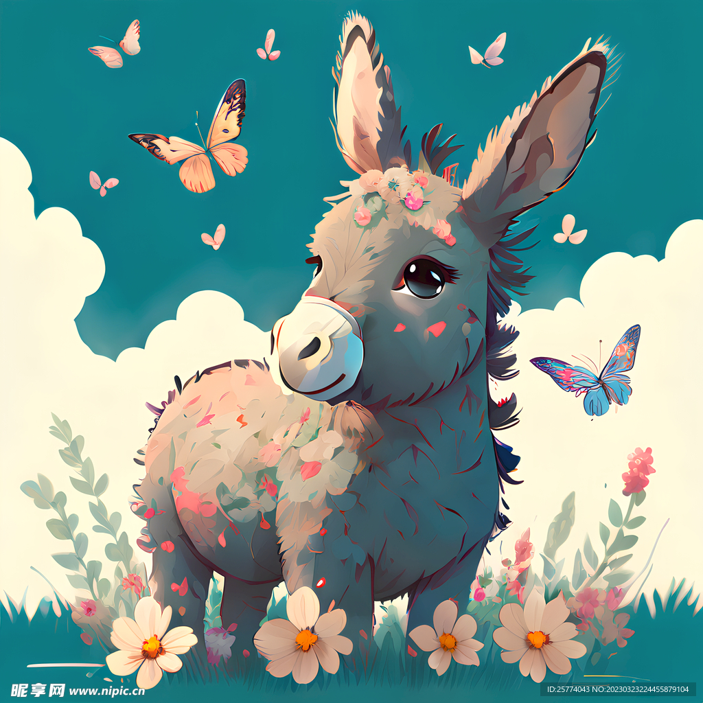 卡通插画驴