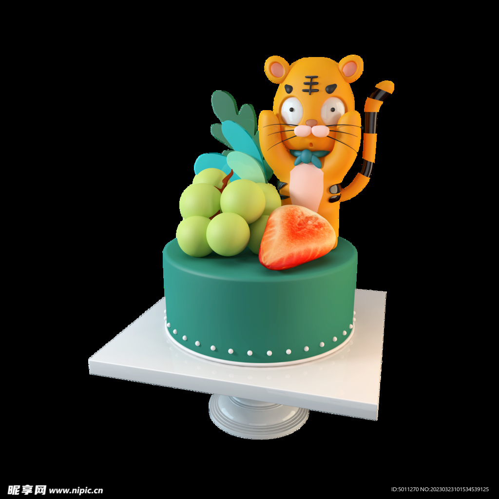 绿色老虎蛋糕 png