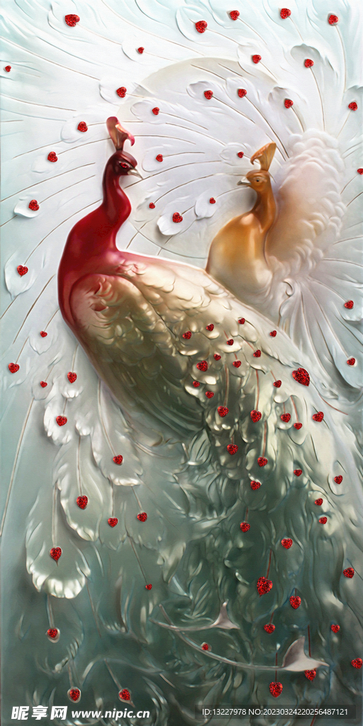 客厅背景画 孔雀