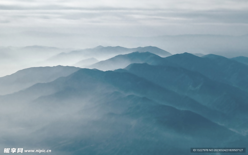 群山 古风 蓝色 山