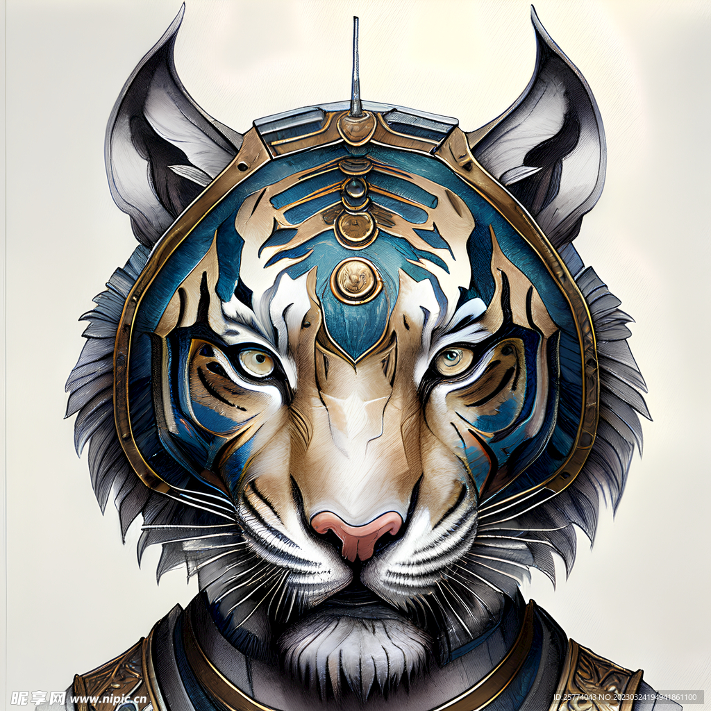 机甲老虎头像插画