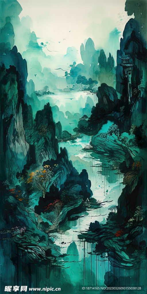 彩墨山水画