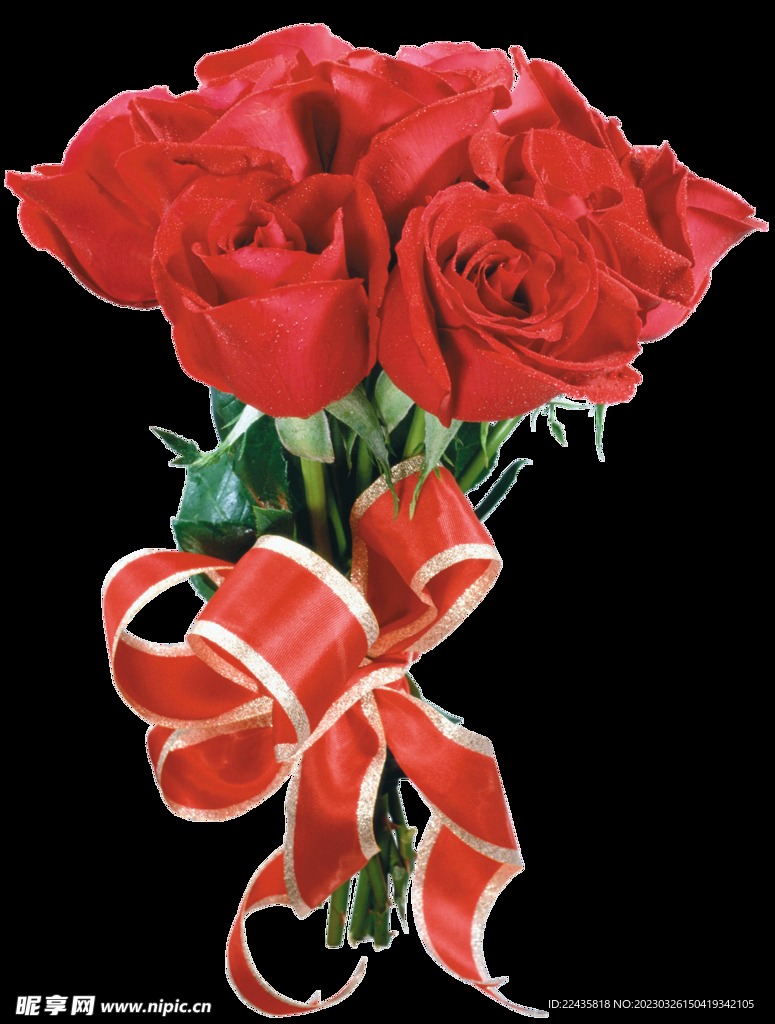 红玫瑰花束PNG免扣鲜花素材