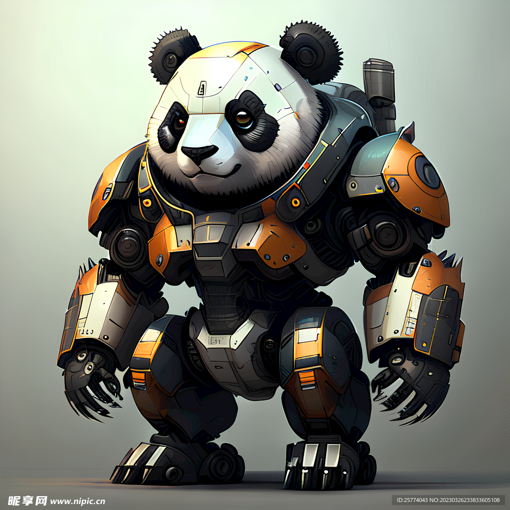 机甲熊猫插画