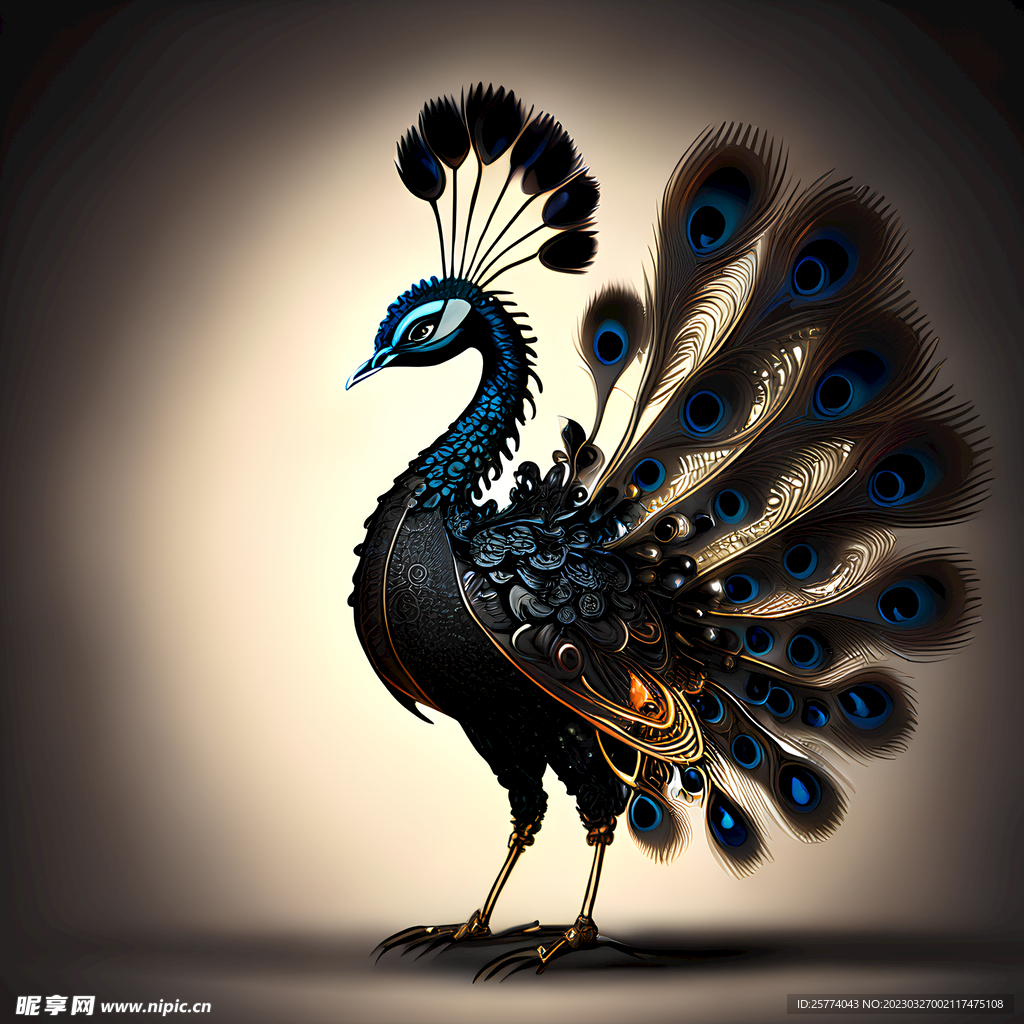 机甲孔雀插画