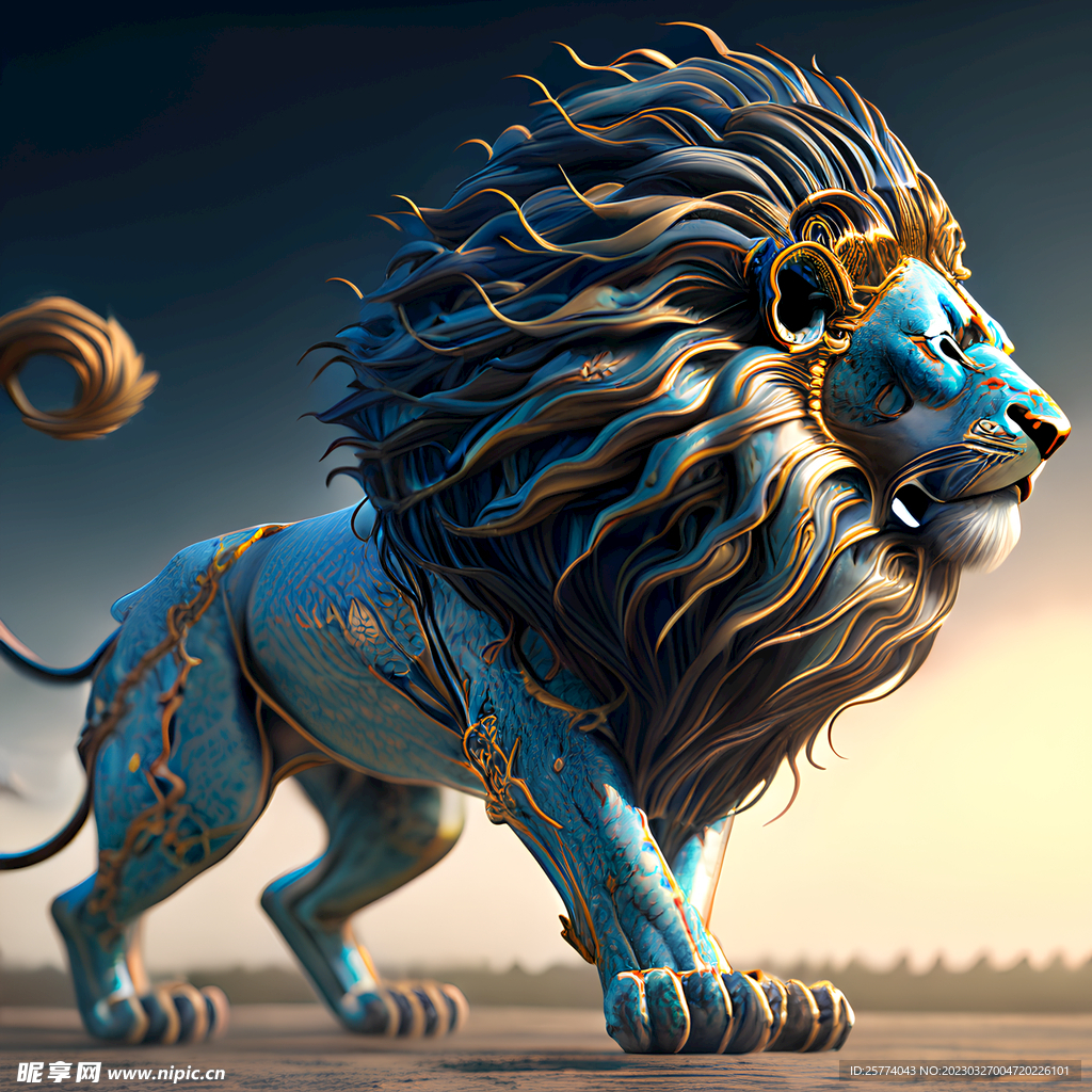 景泰蓝狮子插画