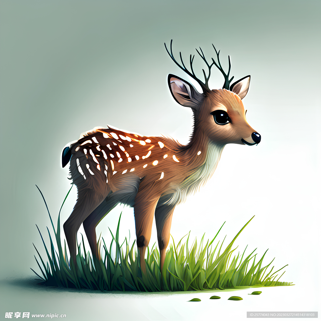 小鹿卡通插画