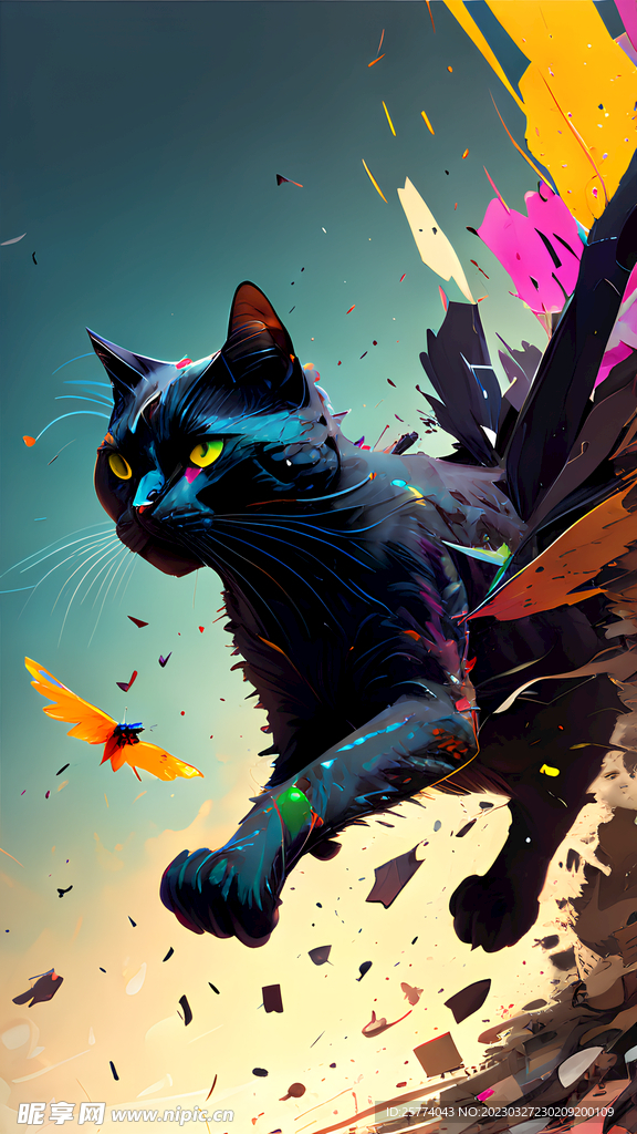 五彩斑斓的黑猫