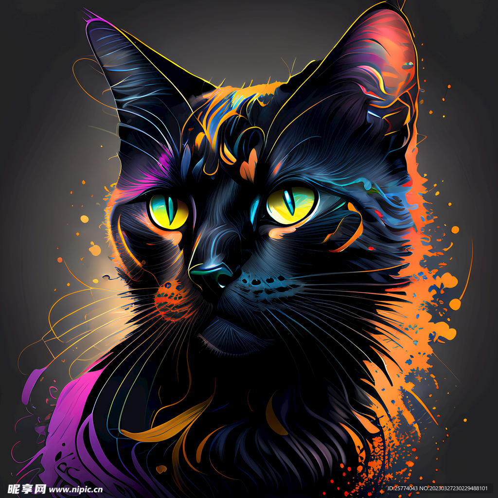 五彩斑斓的黑猫