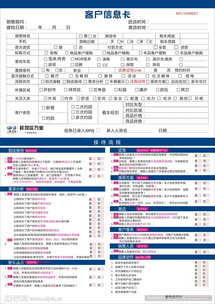 汽车4S店报价单