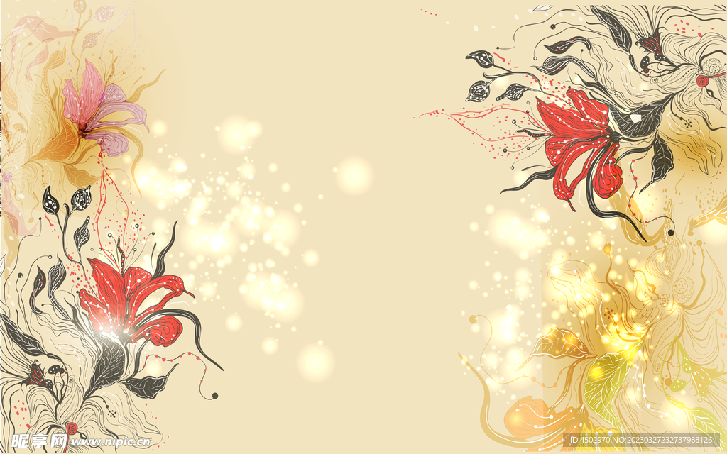 日韩风花纹素材背景墙