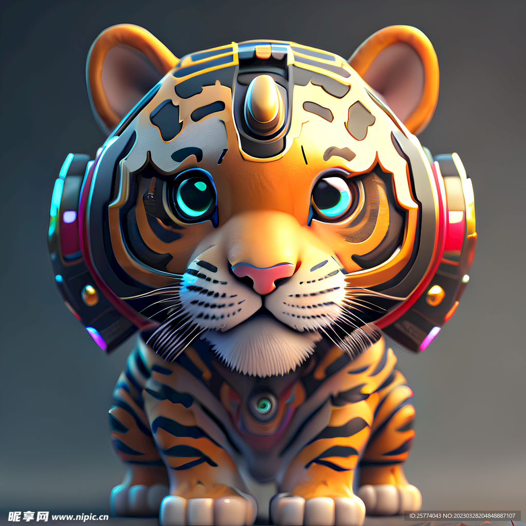 生肖虎机甲插画